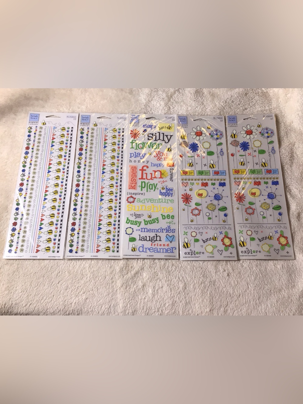 Bee and floral themed rub-ons